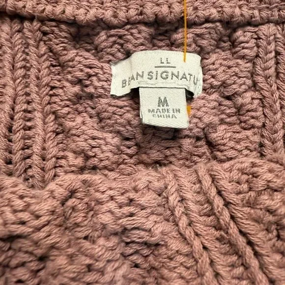 LL Bean Signature Cotton mauve Fisherman Tunic Sweater - Picture 3 of 8